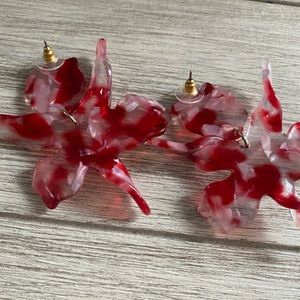 Fun red & white statement earrings